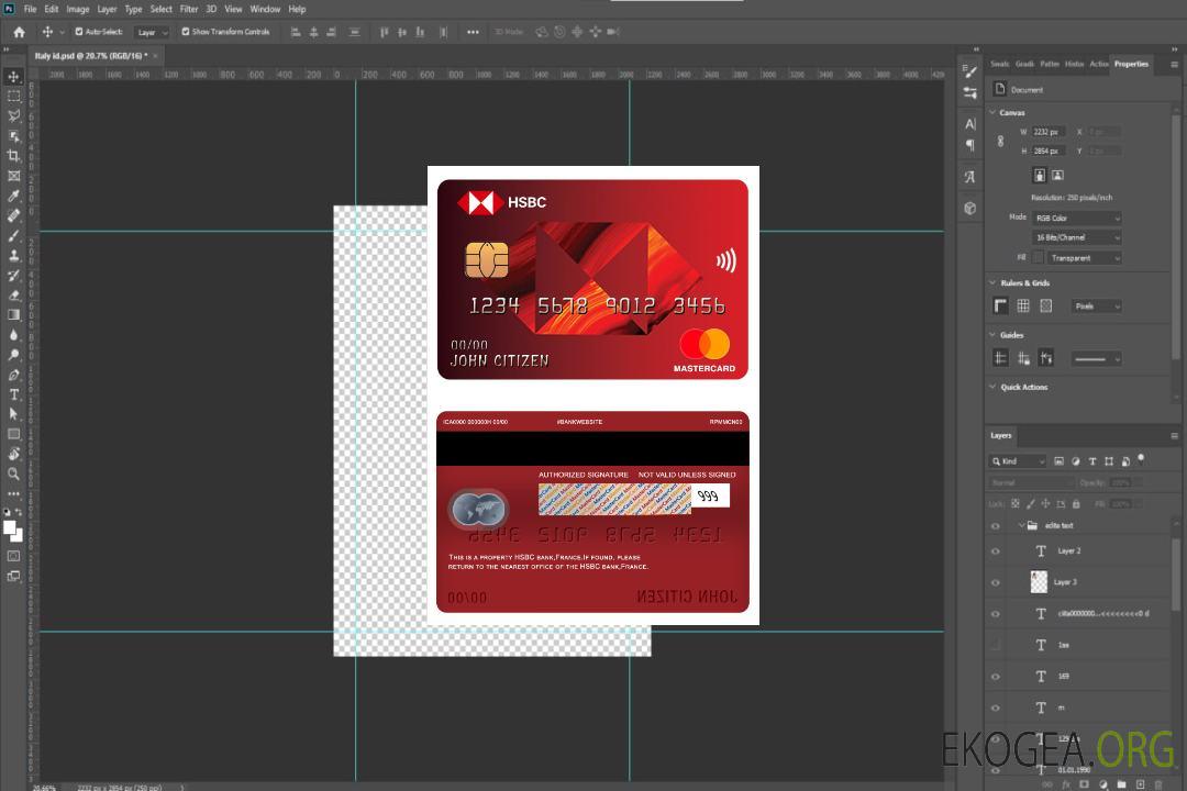 Carte Mastercard de la banque HSBC France template Carte Mastercard de la banque HSBC France template